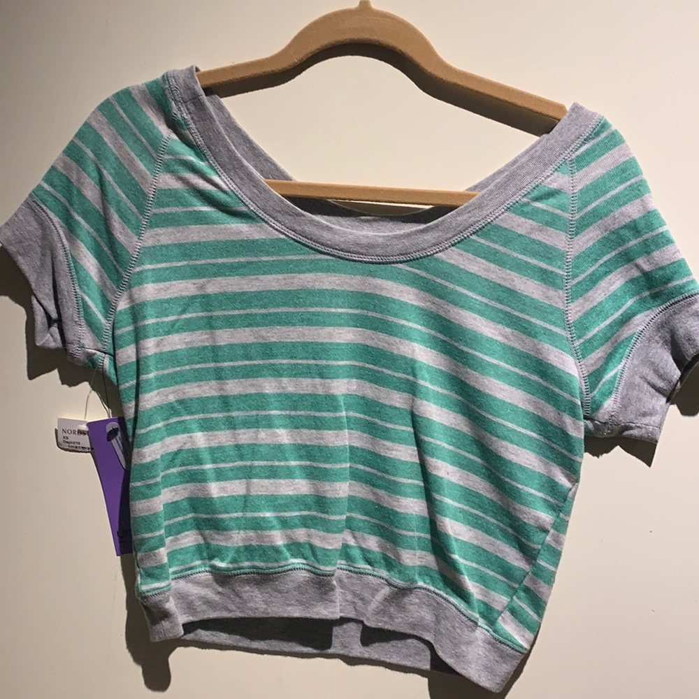 Unity T-shirt Green and Grey Stripes XS NWT